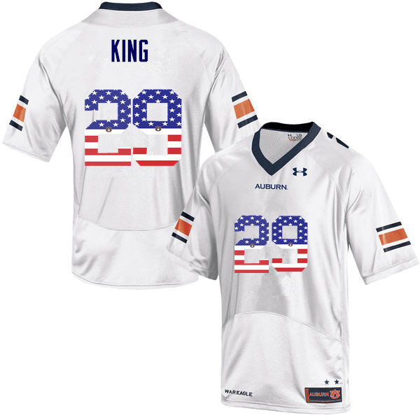 Men's Auburn Tigers #29 Brandon King USA Flag Fashion White College Stitched Football Jersey